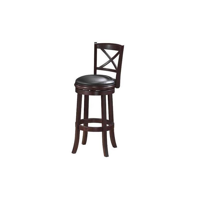 Cappuccino Swivel High Back Barstool with Faux Leather Cushion