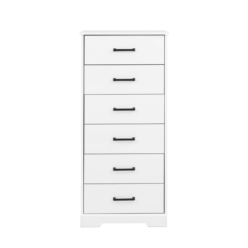 Rustic White Vertical 6-Drawer Farmhouse Dresser