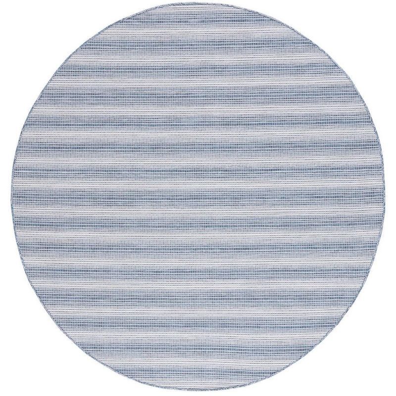 Hampton Blue Round Striped Wool and Synthetic Rug