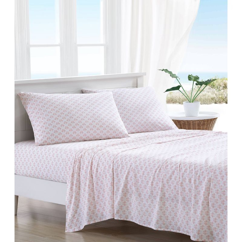 Queen Pink Cotton Percale Printed Sheet Set