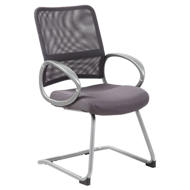 Charcoal Gray High Back Mesh Guest Chair with Pewter Metal Base