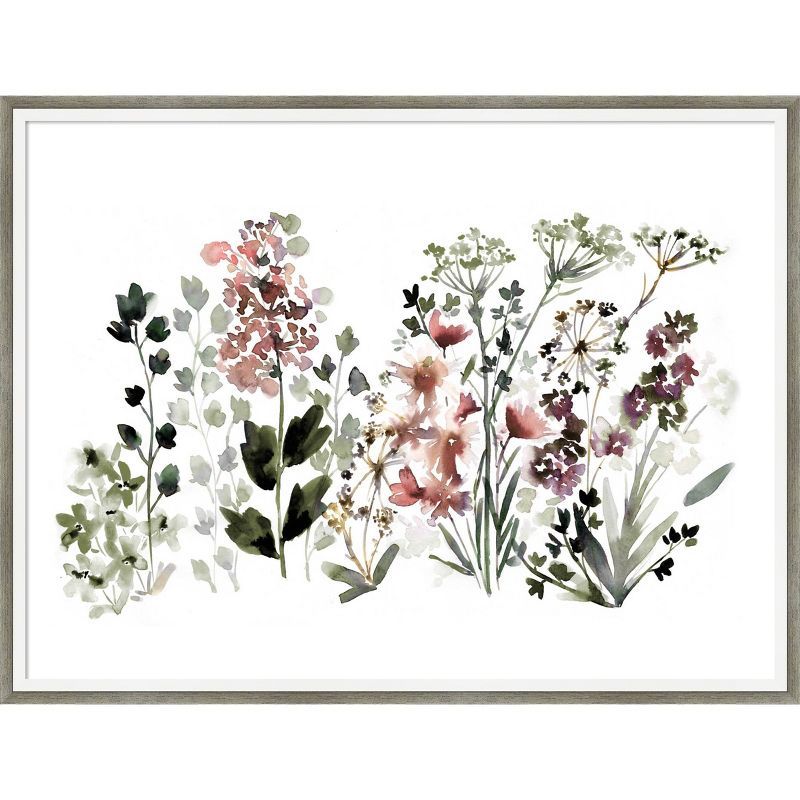 Muted Wildflowers Botanical Aquarelle Framed Wall Art, 25" x 19"