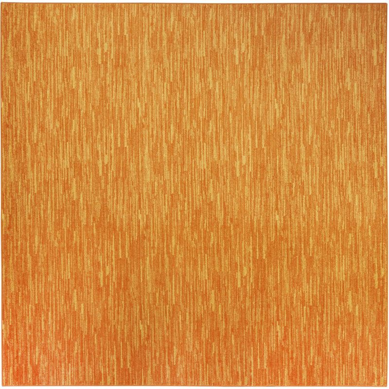 Sunburst Orange Square 7' Easy-Care Synthetic Area Rug