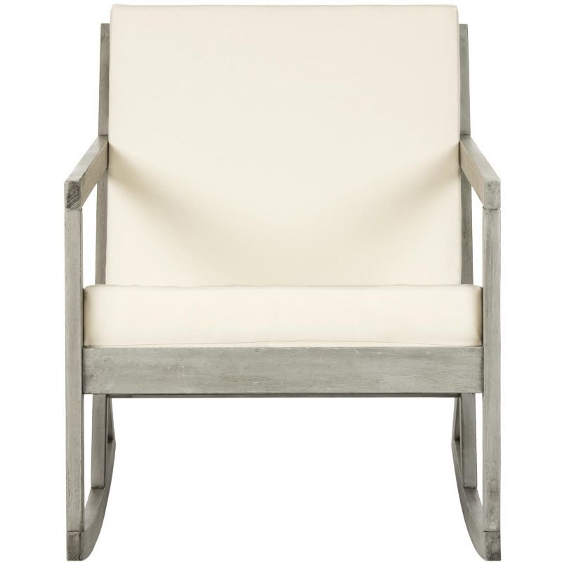 Gray Eucalyptus Wood Rocking Chair with Cushions