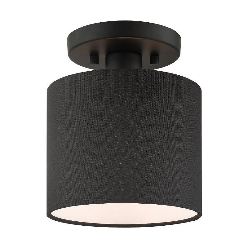 Bainbridge Modern White Drum LED Semi-Flush Mount Light