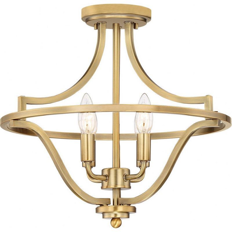 Harvel 16" Weathered Brass Semi-Flush Mount Ceiling Light