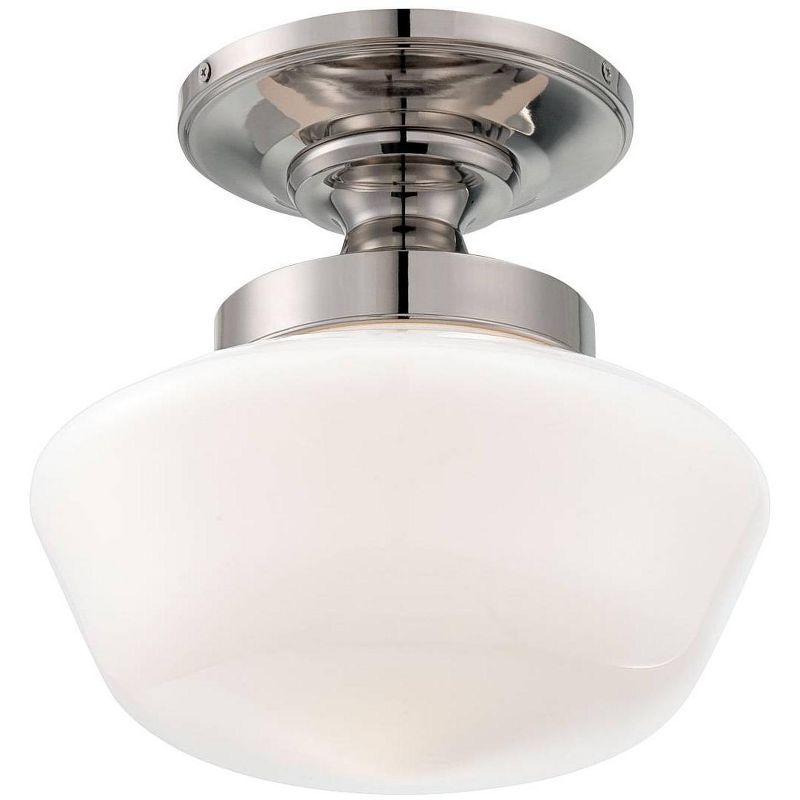 Elegant Opal Glass Bowl Ceiling Light in Polished Nickel