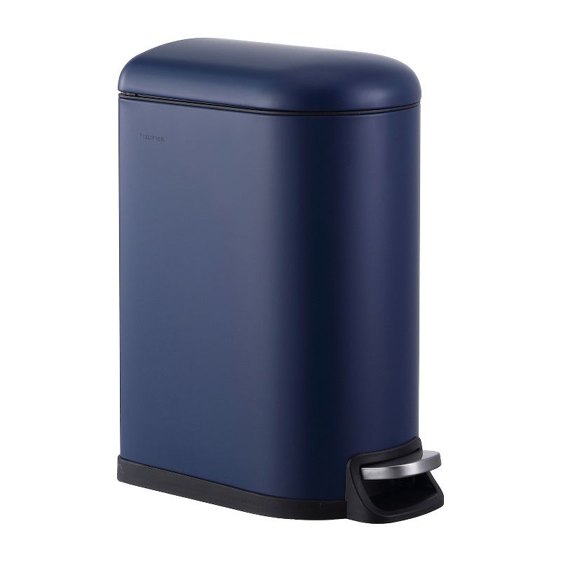 Denim Blue Stainless Steel Step-Open Trash Can, 2.6-Gallon