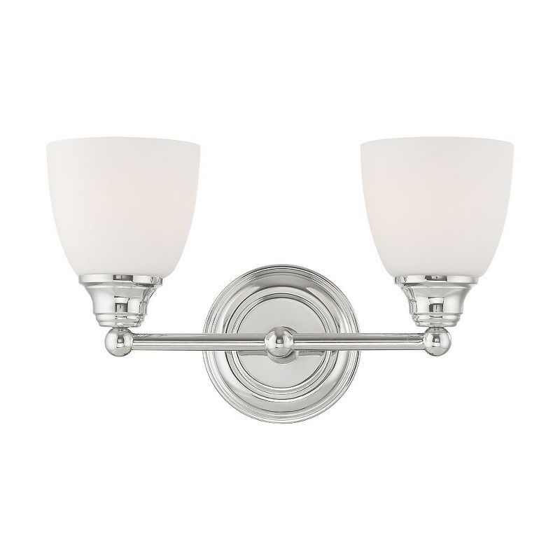 Polished Chrome 2-Light Vanity with Satin Opal Glass