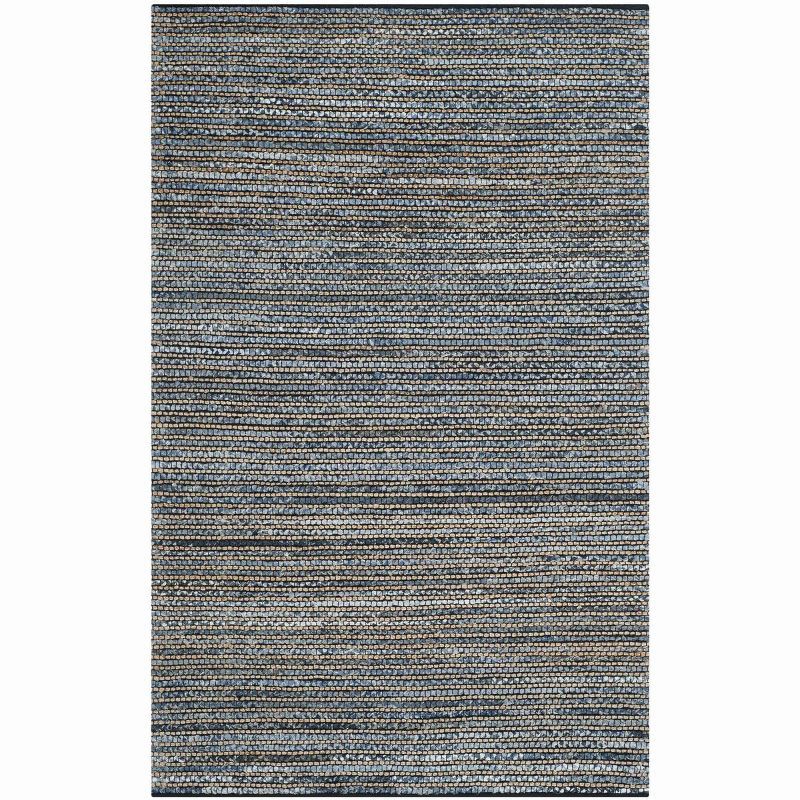 Cape Cod Coastal Blue Flat Woven Jute 6' x 9' Area Rug