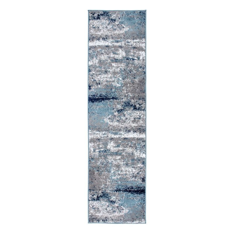 Bohemian Blue Abstract 26'' Easy-Care Polypropylene Rug