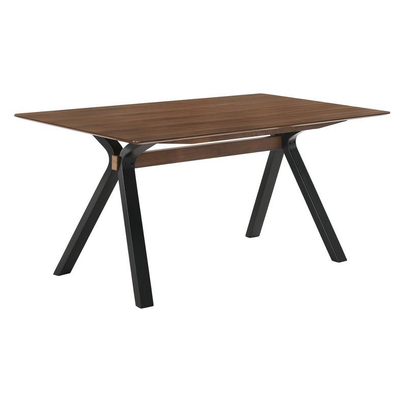 Lennox 63" Walnut Top Black Base Mid-Century Modern Dining Table