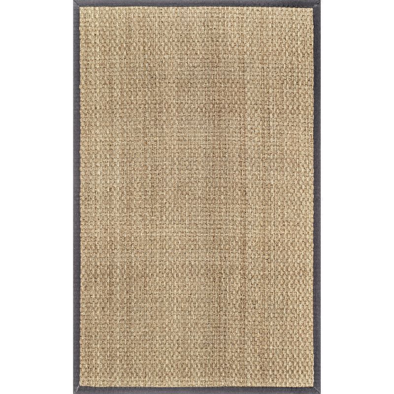 Hesse Checker Weave Seagrass 6' x 9' Area Rug in Dark Gray