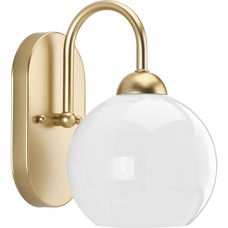 Vintage Gold and White Glass Globe Bath Wall Light