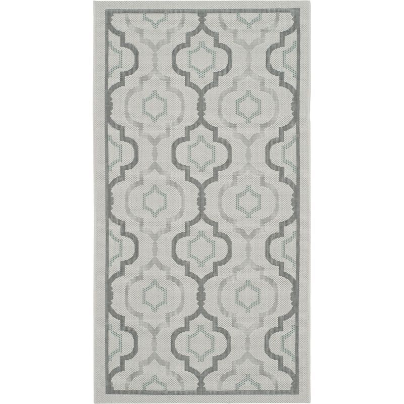 Light Grey and Anthracite Synthetic Square Easy-Care Area Rug