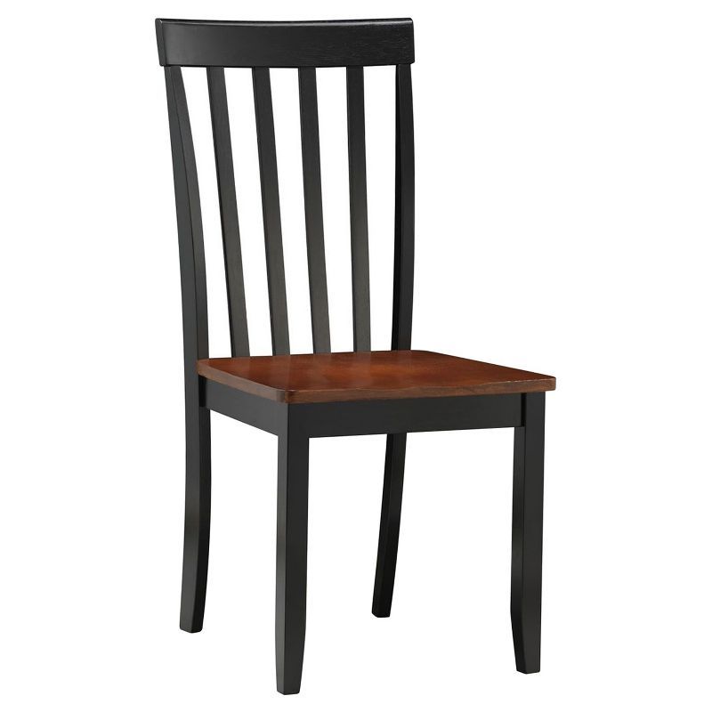 Black and Cherry Wood Transitional Side Chair Set