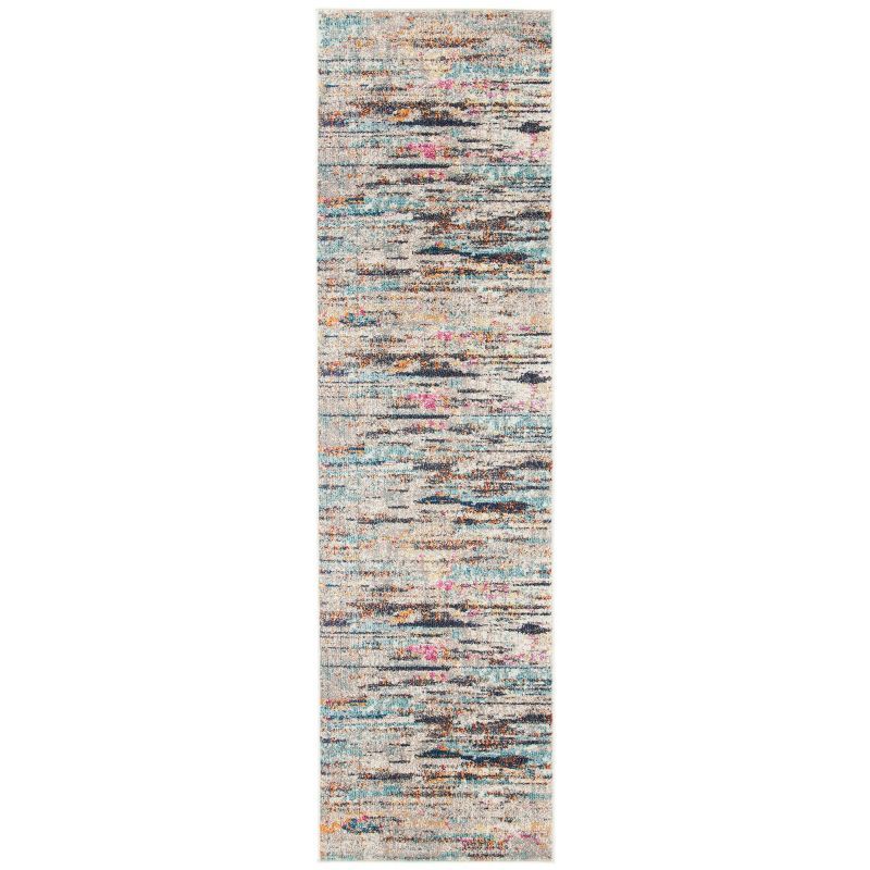 Gray Hand-knotted Synthetic Non-slip Rug - 26" x 8"