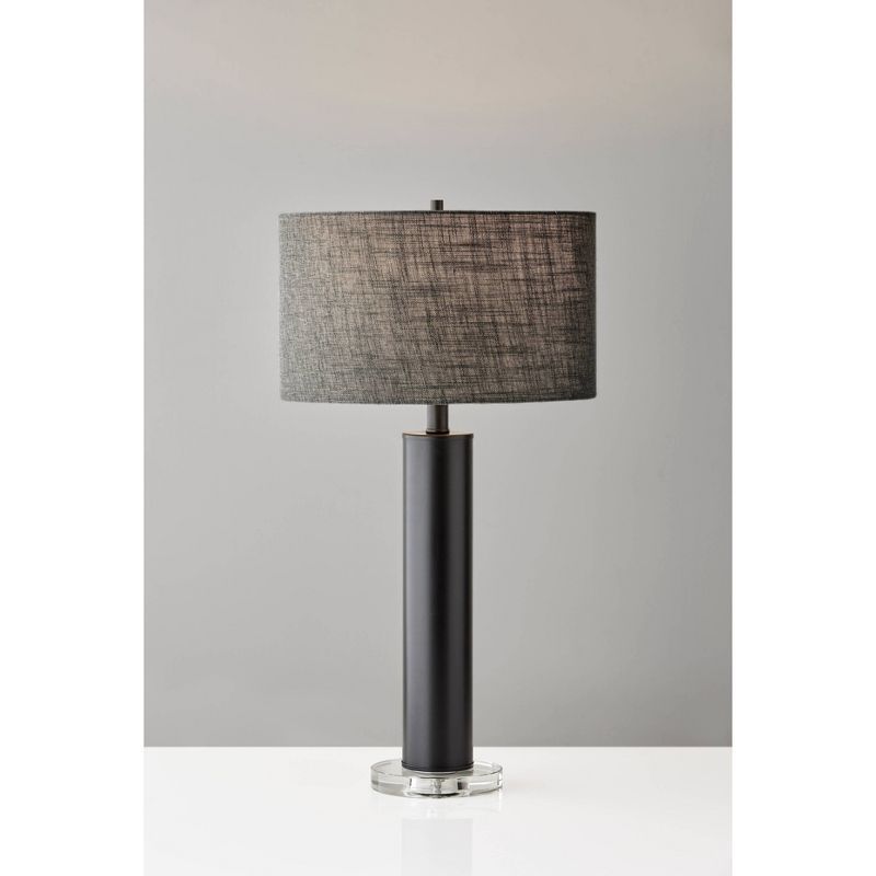 Ezra Black Metal Table Lamp with Crystal Base and Drum Shade