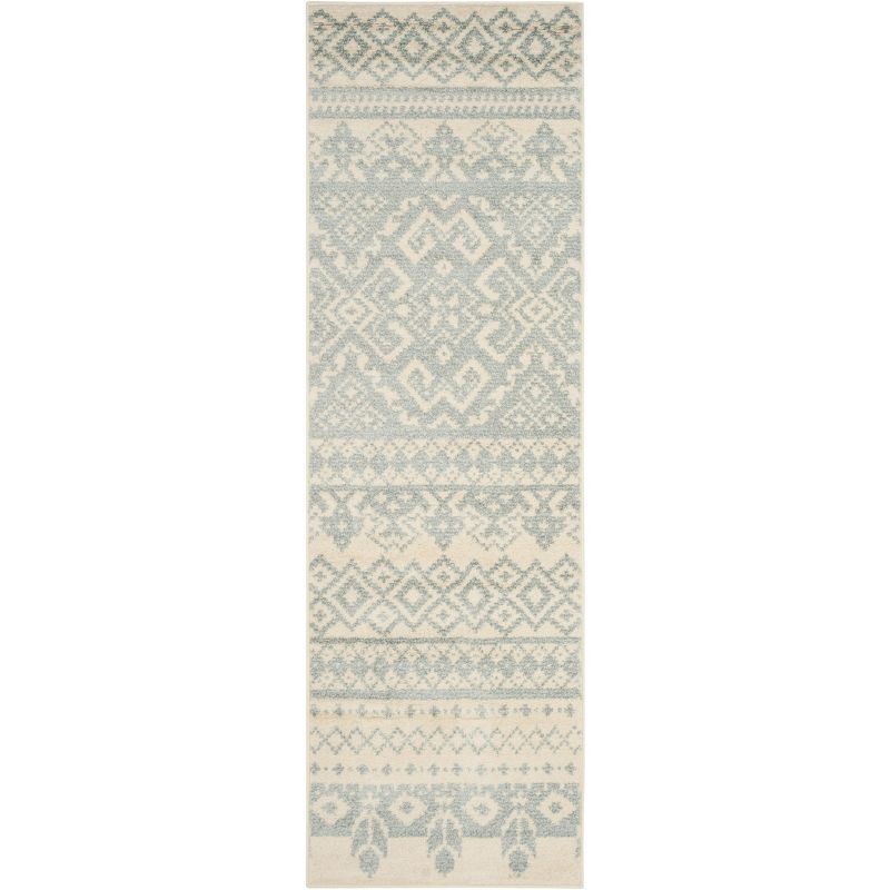 Slate and Ivory Geometric Hand-knotted Synthetic Area Rug