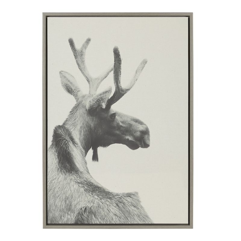 Gray Framed Moose Canvas Wall Art, 23x33