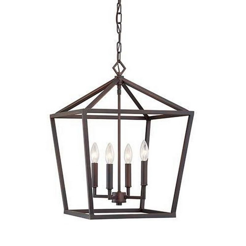 Contemporary Rubbed Bronze 4-Light Pendant - 24"x16"