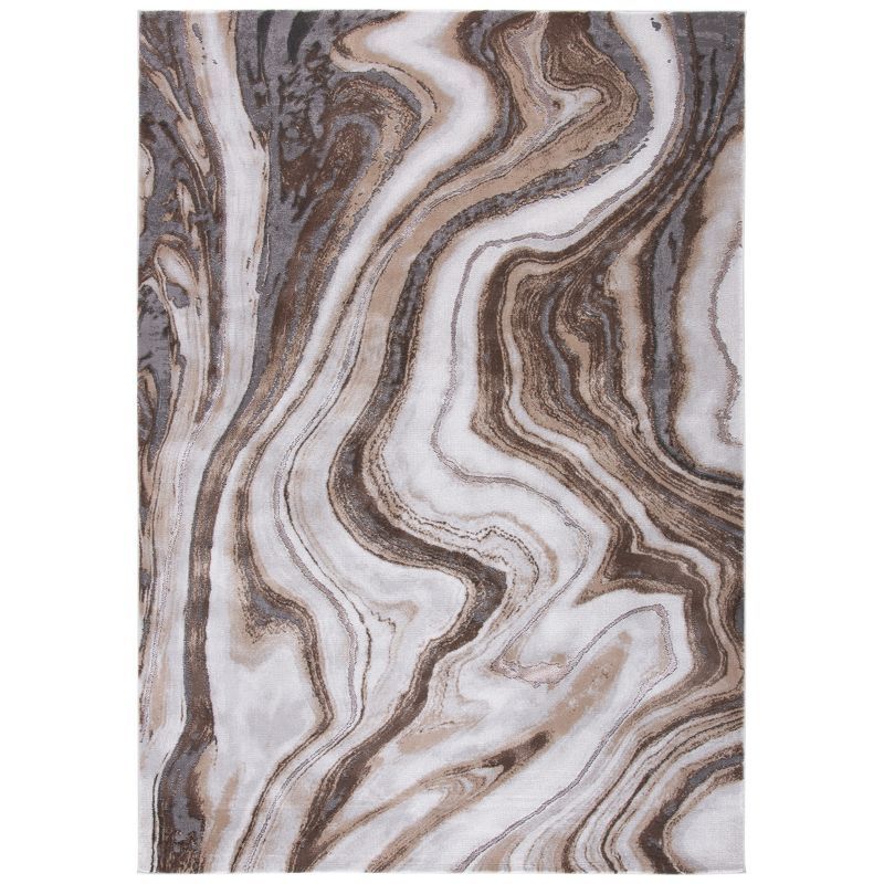 Gold and Grey Abstract 4' x 6' Synthetic Area Rug