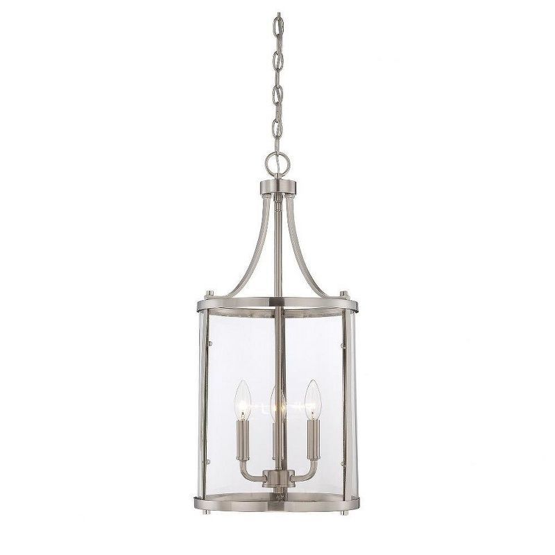 Penrose Satin Nickel 3-Light Clear Glass Chandelier