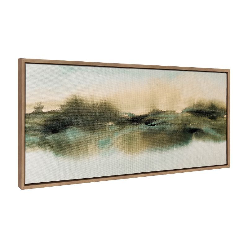 Tranquil Meadows Abstract Landscape Canvas Art in Gold Frame