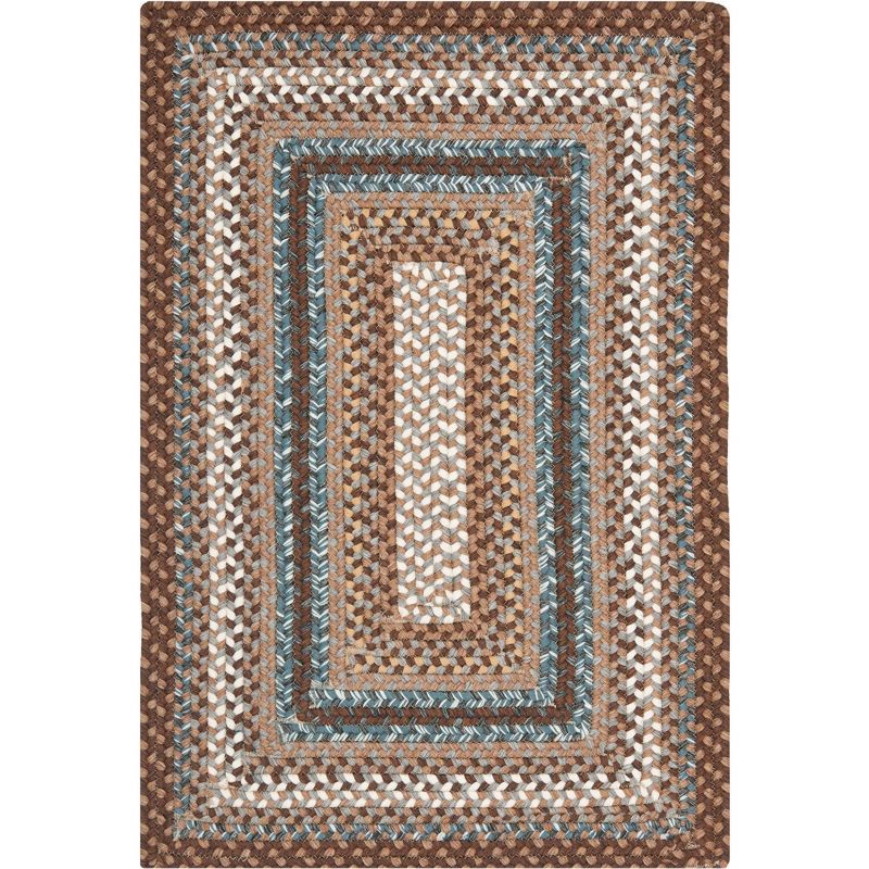 Ivory and Brown Braided Reversible Synthetic Area Rug