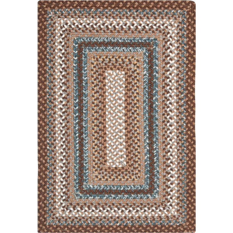 Ivory and Brown Braided Reversible Synthetic Area Rug