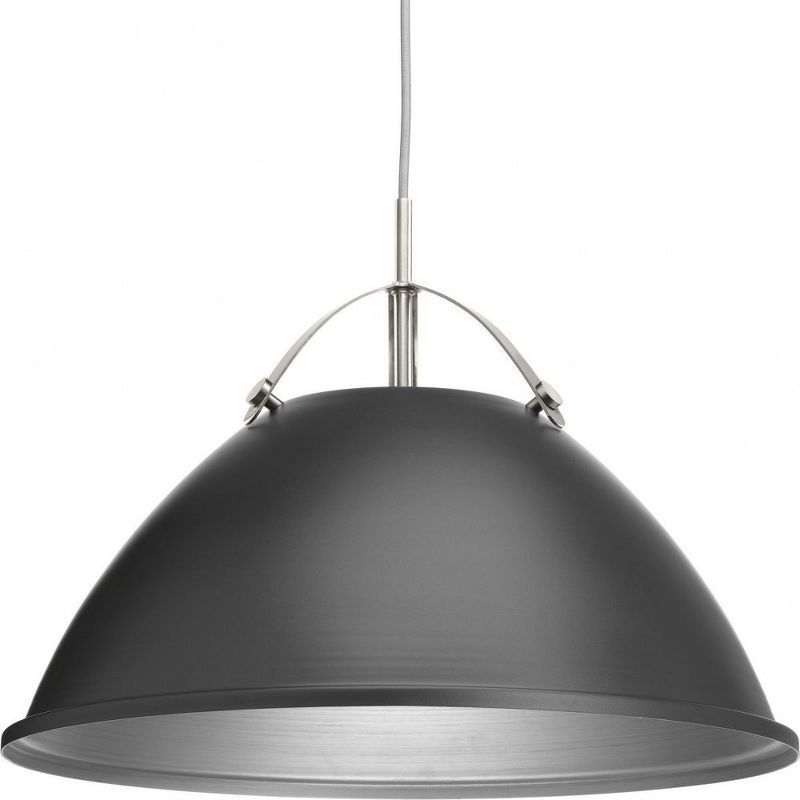 Graphite and Silver 20" Steel Pendant Light with Tri-Arm Support