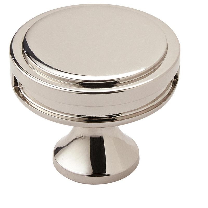 Polished Nickel Round Cabinet Knob with Mounting Hardware