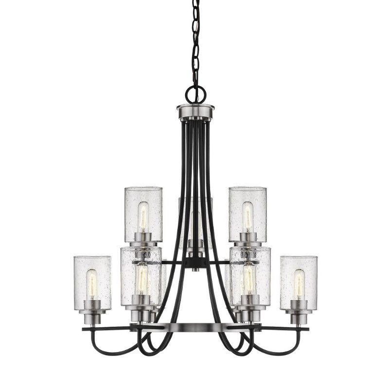 Clifton Matte Black and Brushed Nickel 9-Light Chandelier