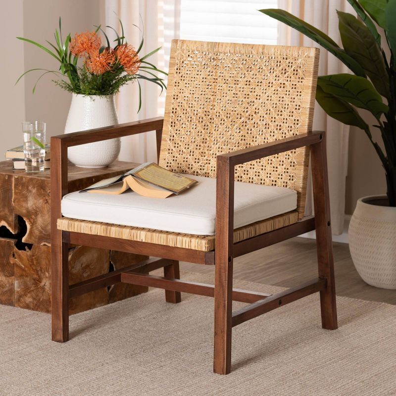 Lovina Light Honey Rattan and Acacia Wood Arm Chair