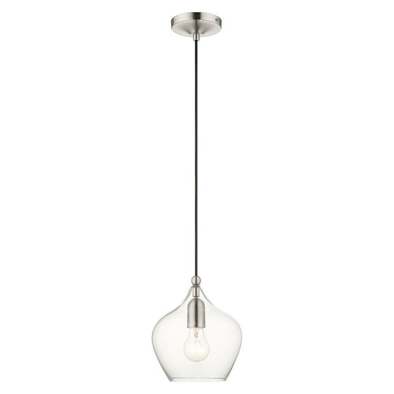 Aldrich Mini Indoor/Outdoor Clear Glass LED Pendant in Brushed Nickel