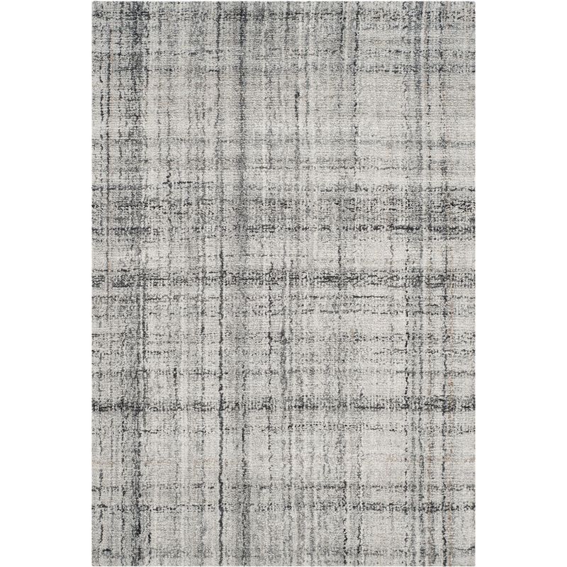 Elysian Grey-Black Tufted Wool-Blend Abstract Rectangular Rug