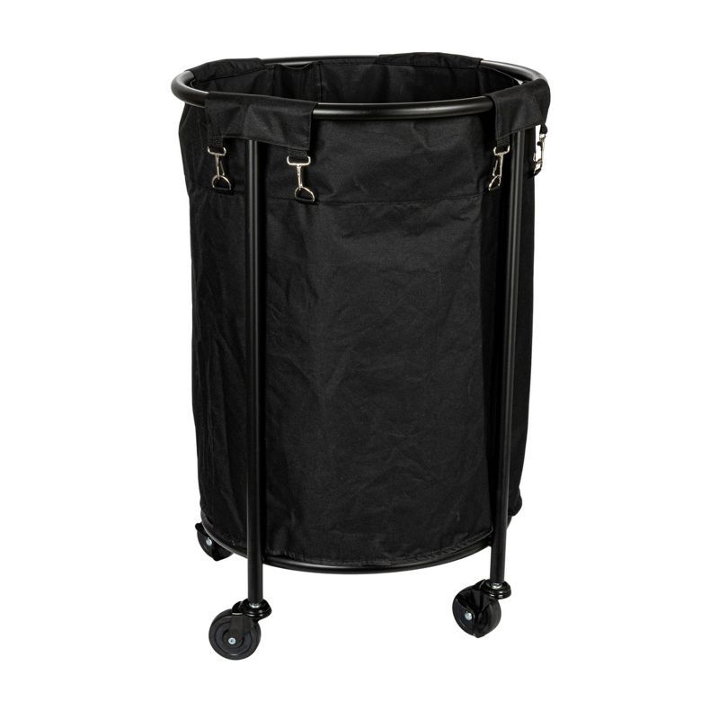 Black Metal Frame Rolling Laundry Hamper with Wheels