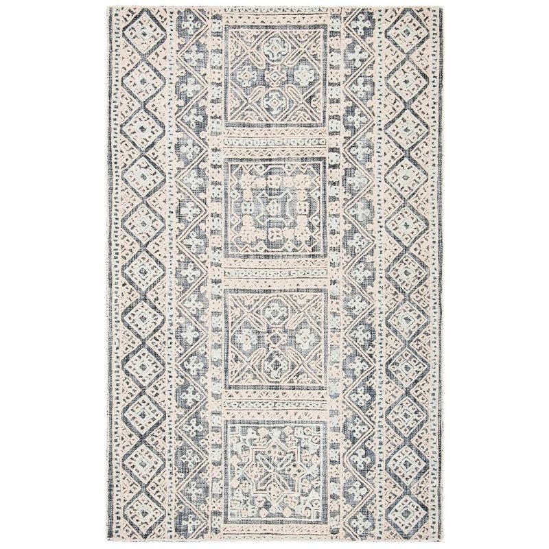 Gray Geometric Handmade Wool Area Rug 3' x 5'