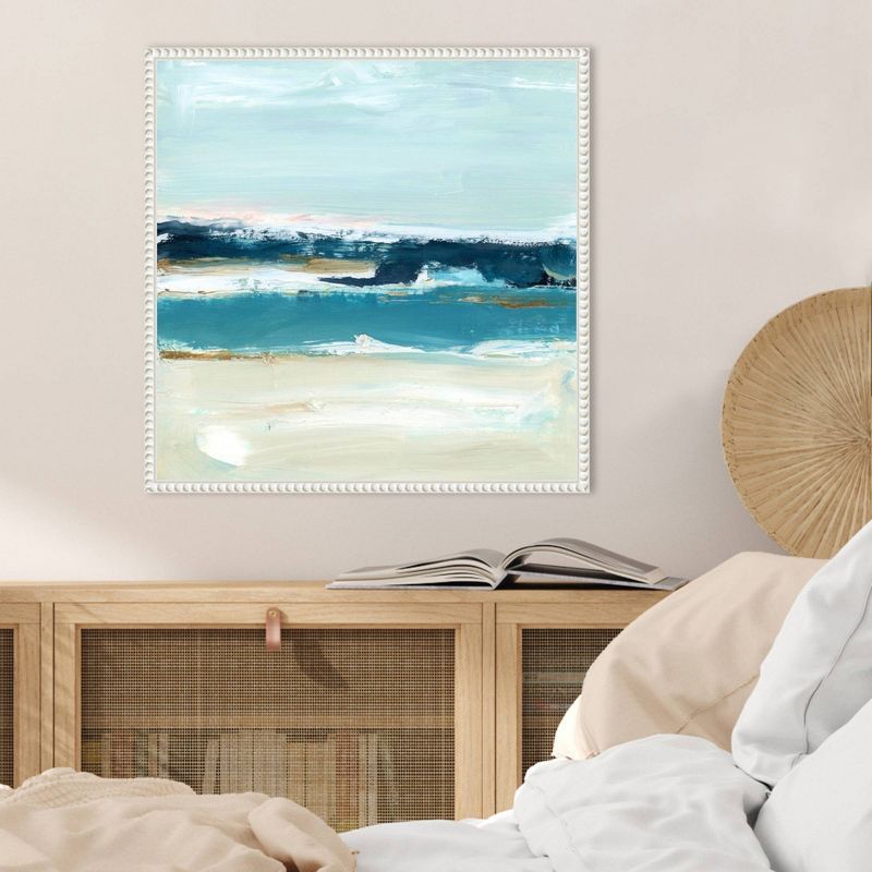 Ethan Harper Abstract Coastal Canvas Print with White Frame