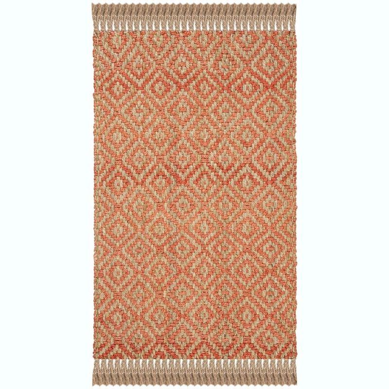 Handmade Orange and Natural Jute Area Rug 4' x 6'