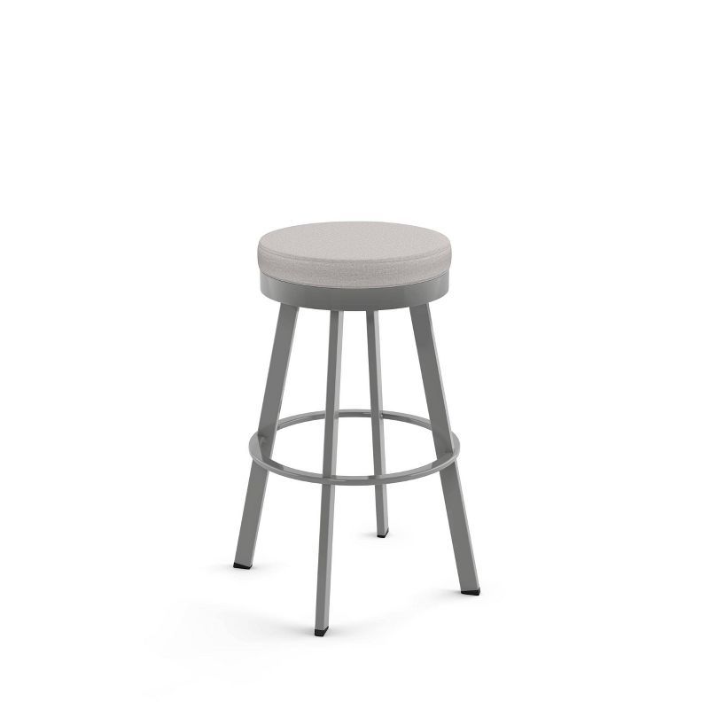 Swice Light Grey Polyester and Metallic Grey Swivel Counter Stool