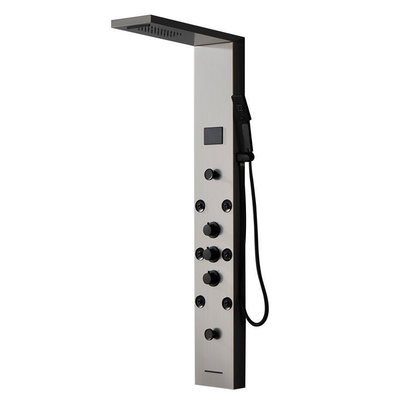 Brushed Nickel 8-Spray Rain Shower Panel System with Handheld Wand