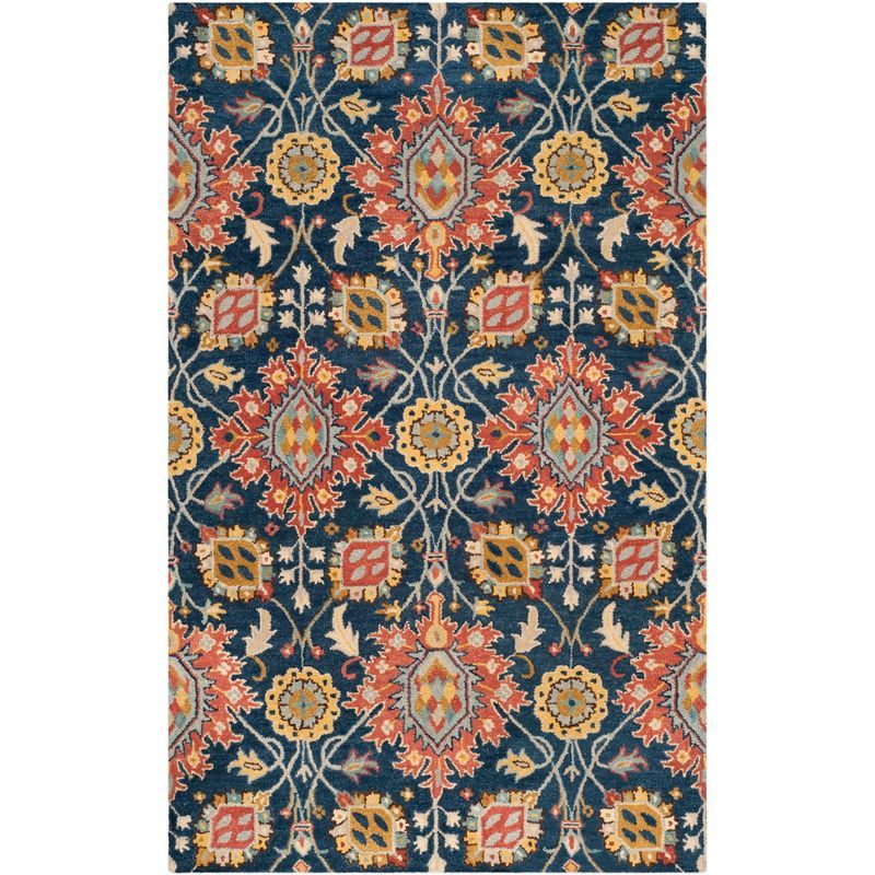 Roslyn Navy and Multi Hand-Tufted Wool 5' x 8' Area Rug