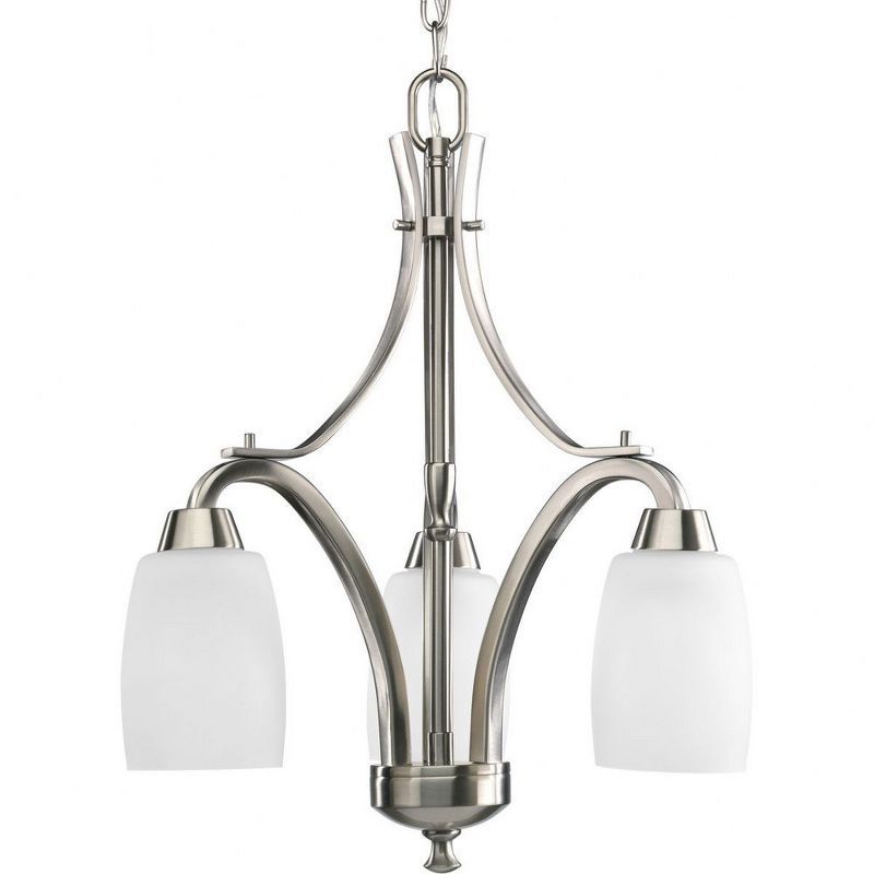 Brushed Nickel 3-Light Chandelier with Etched Glass Shades