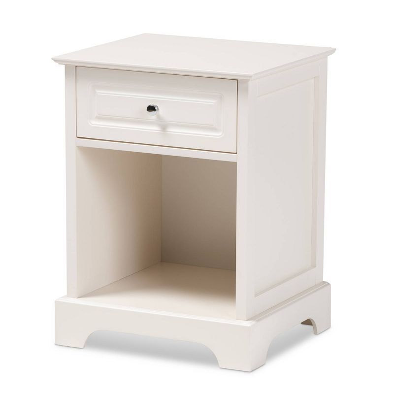 White Wood 1-Drawer Traditional Nightstand