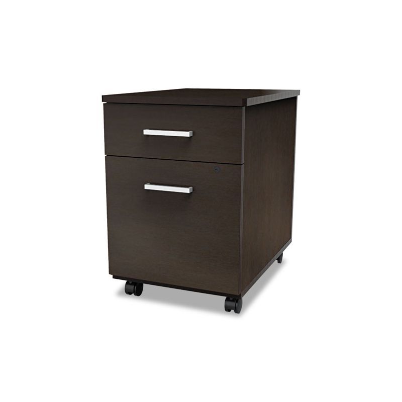 Mocha Mobile Pedestal File Cabinet with Locking Drawers