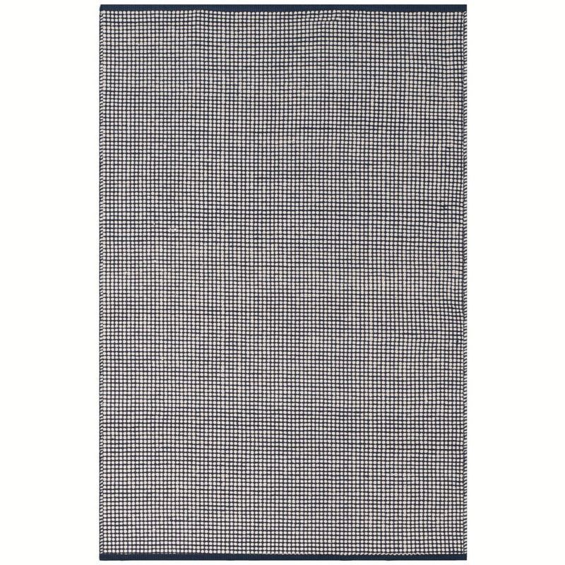 Ivory and Navy Handwoven Cotton Round Rug