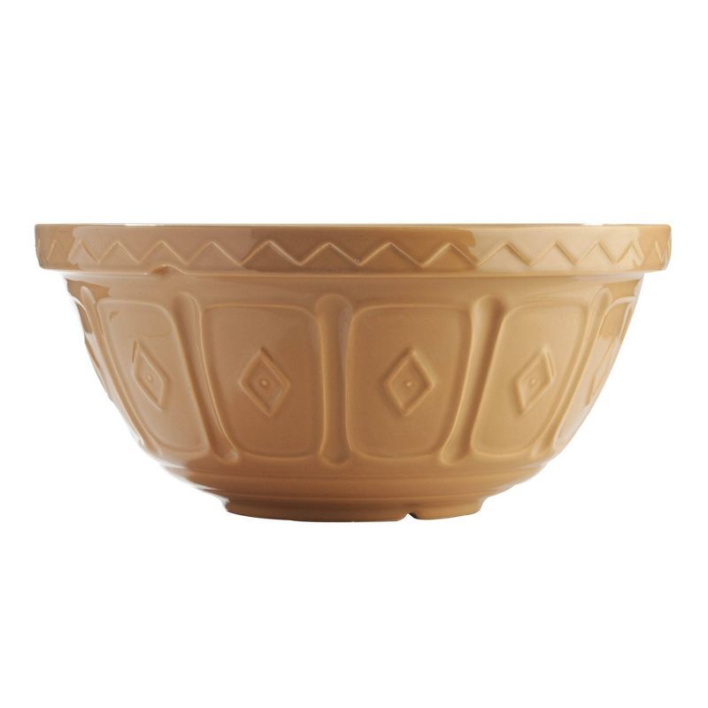 Textured Geometric Brown Ceramic Mixing Bowl