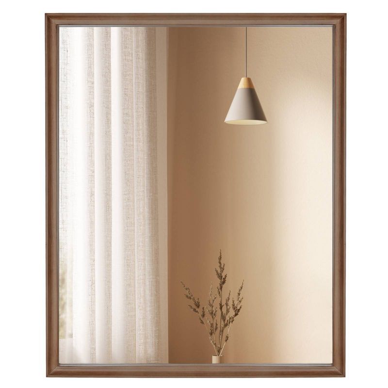 Rustic Brown 28"x34" Solid Wood Rectangular Mirror