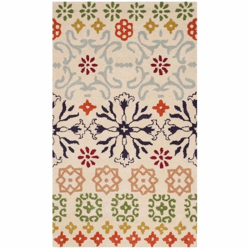 Ivory Floral Hand-Tufted Wool Area Rug 2' x 3'